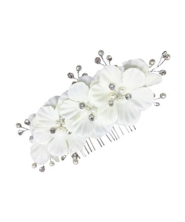 Angoily Flower Side Comb Bridal Side Combs Bride White Headgear Hair