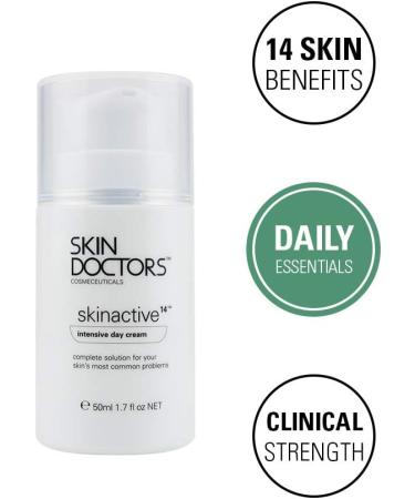 Skin Doctors Skinactive 14 Intensive Day Cream Moisturiser for the face with SPF15 Skin Active helps hydration firmness anti ageing & reduces redness pore size fine lines wrinkles sagging skin sun spots uneven skin tone and pigmentation - 50ml - Buy Online on GoSupps.com