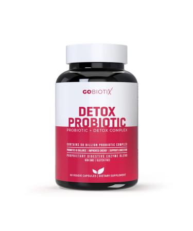 GOBIOTIX Detox Probiotic Supplement Ultimate Flora Probiotic for Women & Men | 50 Billion CFU of Probiotics + Prebiotics + Digestive Enzymes for Gut & Liver Health | Shelf Stable, 60 Caps 60 Count (Pack of 1)