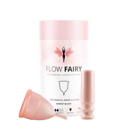 Reusable Menstrual Cup with Applicator for Easy Insertion - 100% Medical Grade Silicone Period Cup and Period Cup Applicator - Menstrual Cup Applicator + Cup - 12 Hour Wear (Small)
