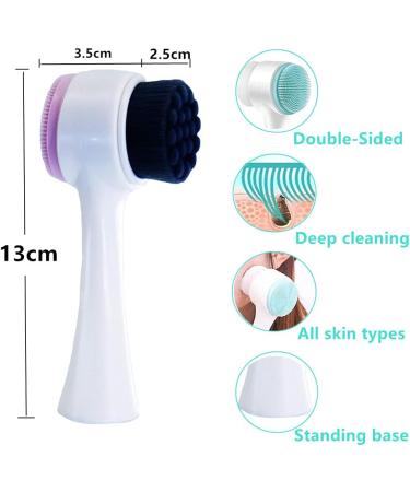 THi 2 in 1 Facial Cleansing Brush Set - Double Sided Manual Face Exfoliator for Deep Cleansing and Skin Care Massage - Gentle Exfoliating Brushes for Face - Buy Online on GoSupps.com