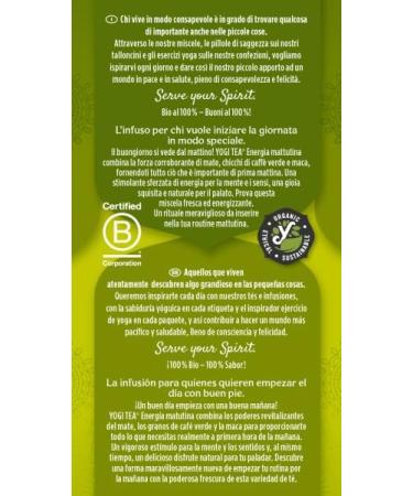 YogiTea YOGI TEA ENERGIA MATUTINA 17infusiones is a herbal infusion that makes a break extra pleasant It tastes both pure and with some honey or sweetener It has been developed with an eye for d - Buy Online on GoSupps.com