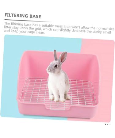 HAPINARY Box Rabbit Potty Bunny Litter Cat Litter Pan Hamster Toilet Corner Pet Litter Pan Plastic 28x23cm Pink - Buy Online on GoSupps.com