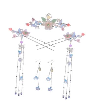 minkissy 1 Set Hairpin Hairpin Chinese Tassel Hair Sticks Woman Tassel Hairpin Chinese Hair Hanfu Hair Tassel Ornament Earrings for Women Hair Style Hair Fork Classical Decorate Miss Alloy