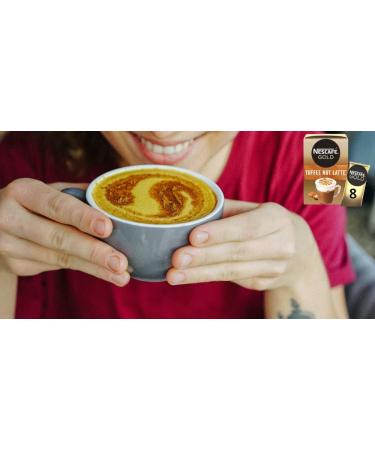 Nescafe Gold Toffee Nut Latte Instant Coffee Contains 48 Toffee Sachets Bundled With 48 x Temas Store Coffee Stirrers & 1 x Reusable Coffee Cup| Coffee Gift Set | Coffee Sachets Individually Wrapped - Buy Online on GoSupps.com