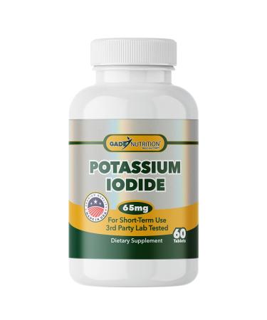 Potassium Iodide 65 mg Per Serving - Dietary Supplement Thyroid Support - 2 Months Supply - Non -GMO - Made in The USA - Exp Date 03/2029