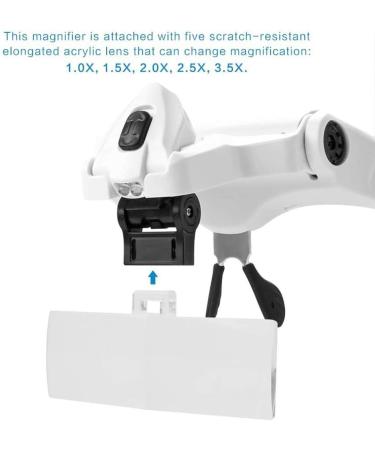 Headband Magnifier Headband Magnifier Glass LED Magnifying Glasses with Lamp 1X to 3.5X Zoom with Adjustable 5 Lens Loupe Hands Free Magnifying Glasses with 2 LED Lights Better Life - Buy Online on GoSupps.com