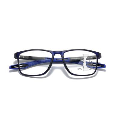 Multifocal Sports Style Reading Glasses Blue Light Blocking Glasses For Unisex TR90 Flexible computer Readers(Couleur:Blue Grandeur:0.0x)