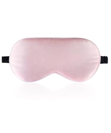 LaCourse 100% Natural Mulberry Silk Eye Mask for Sleeping with a Travel Pouch Both Sides 19 Momme Organic Silk Adjustable Silk Sleep Eye Mask for Women Pink