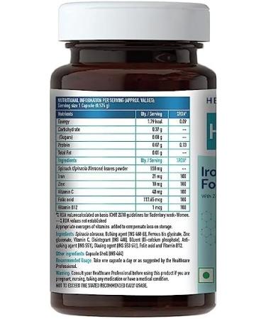 YHN HK Vitals Iron + Folic Acid Supplement - Supports Blood Building, Immunity & Energy - 60 Tablets - Buy Online on GoSupps.com