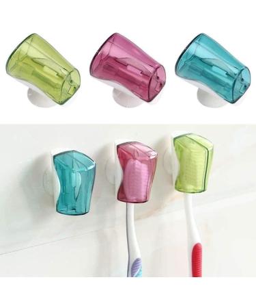 3-Piece Suction Cup Toothbrush Holder Set - Bathroom Storage Rack for Family - Silver Cream Filter & Squeezer - Buy Online on GoSupps.com