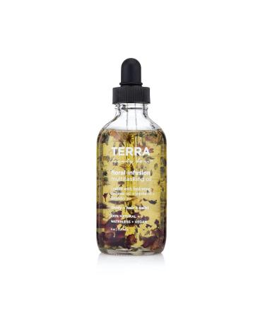 Terra Beauty Bars Floral Infusion Multitasking Body Nail and Hair Oil Lavender 4oz in glass bottle with dropper