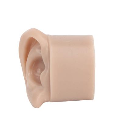 Soft Practice Ear Model Small Reusable Simulation Silicone Piercing Ear Model Teaching Aids Dark Skin Color for Hospital for Adults (Left)