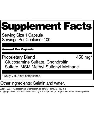 Glucosamine Chondroitin and MSM Formula - 450 mg (100 Capsules ZIN: 512094) - 3 Pack - Buy Online on GoSupps.com