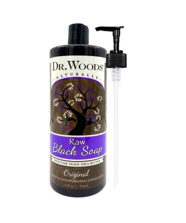 Dr. Woods Raw Black Liquid Body Wash with Organic Shea Butter and Pump 32 Ounce