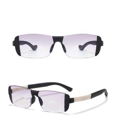 2 Pack Stylish Rimless Reading Glasses Flexible TR 90 Blue Light Blocking Computer Readers Multifocus Glasses(Couleur:Noir Grandeur:1.0x)