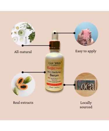 Clair White Natural Glowing Effect Kojic Acid & Papaya Extract Skin Clarifying Serum 1.66 Fl. oz/50ml - Buy Online on GoSupps.com