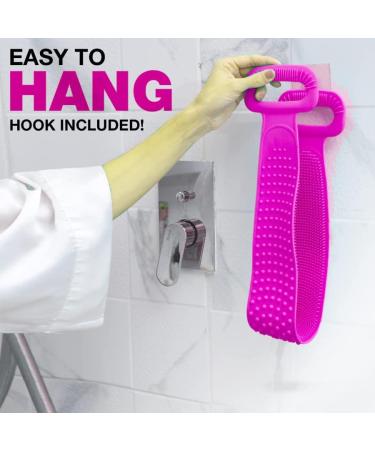 HJCOCHOME Silicone Back Scrubber for Shower - Extra Long Exfoliating Body Scrubber with Handle, Pink - Men and Women - Buy Online on GoSupps.com