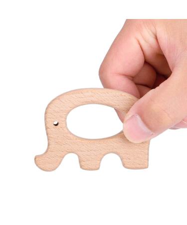 5Pcs Natural Beech Wood Baby Teether Rings - BPA-Free Cute Animal Shapes for Infants Teething (Elephant) - Buy Online on GoSupps.com