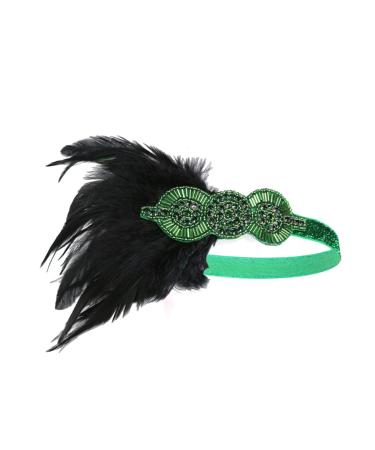 HAPINARY Feather Headdress Vintage Hairband Hair Band Headdress for Party Hairband Party Headdress Hijab 1920s Headband Dance Headpiece Turban Party Headwear Bride Accessories Prom One Size Green