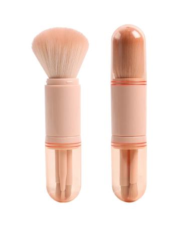 Mini Pink Makeup Brush Set - 4 in 1 Travel Essential for Lips, Highlighting, Eyes, and Foundation - Retractable Cosmetic Brushes - Buy Online on GoSupps.com