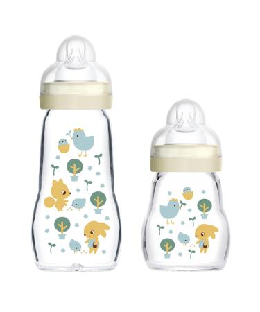 MAM Baby Glass Bottles 2 Pack Feel Good from Birth 170 ml & 260ml Glass Feeding Baby Bottle Uni - Buy Online on GoSupps.com