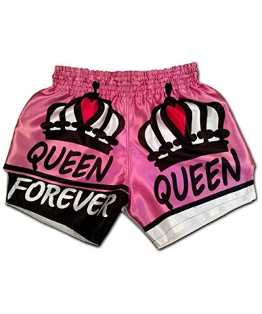 Queen Forever Muay Thai Boxing Shorts MMA Mixed Martial Arts Kickboxing Trunks Women Small