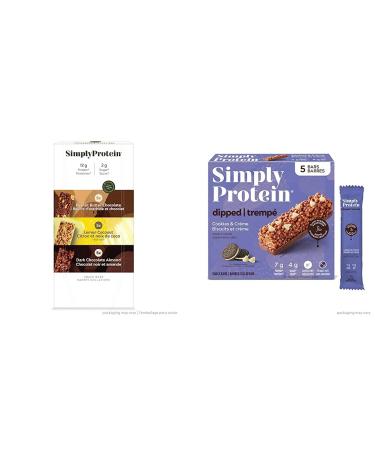 Simply Protein Best Sellers Variety Pack Protein Bars + Simply Protein Chocolate-Dipped Protein Bars (Cookies & Cream)