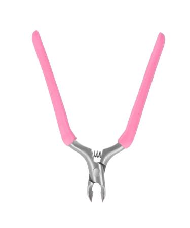Nail Cuticle Nipper Stainless Steel Ergonomic Design Cuticle Cutter with Built-in Spring for Manicure for Nail Salon (Pink)