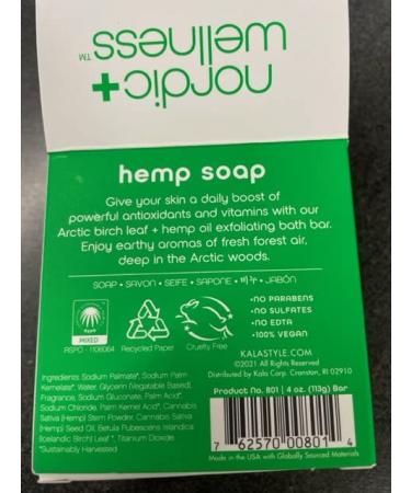Kalastyle Nordic+Wellness Hemp Soap - Artic Birch Leaf Exfoliating Bath Bar | 4 oz Natural Skincare - Buy Online on GoSupps.com