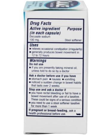 Colace Docusate Sodium Stool Softener Laxative Capsules 60 ct 100 mg - Pack of 2 - Buy Online on GoSupps.com