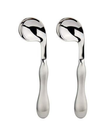 ALLWIN Adaptive Utensils 2Pcs Curved Spoon Set Right Handed Angled Spoons Cutlery Utensil for Hand Tremors Arthritis Parkinson's Or Elderly Use