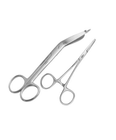 May -Set - 1x first aid scissors 18.5 cm - stainless steel + 1x clamp with straight end 13 cm - stainless steel