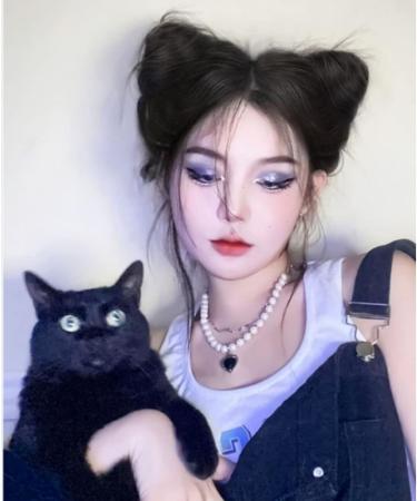 Cat Ears Hair Donut Chignon Claw Clip in Messy Hair Bun Space Bun Hair Pieces Cat Ears Bun Hair Extensions Wig Accessory Ponytail Hairpieces for Women Girls (Brown Black) Brown Dark - Buy Online on GoSupps.com