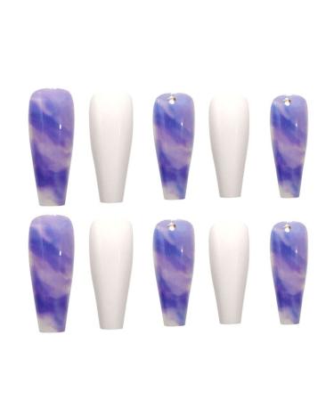 Sinlov 24pcs Coffin Fake Nails - Glossy Gradient Press On Ballerina Nails for Women & Girls (Viola) - Long Full Cover Artificial Nails - Buy Online on GoSupps.com