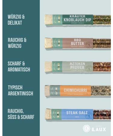 LAUX BBQ 5 Series Gift Box - 5 Premium Grill Spices for Father's Day - Ultimate BBQ Accessories Set - Perfect Grilling Gifts - Buy Online on GoSupps.com