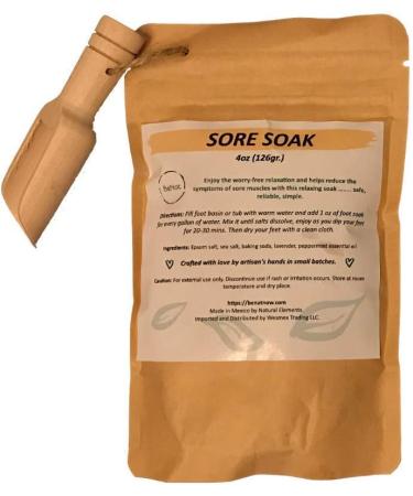 BeNat All-Natural Sore Soak with Epsom Salts - 4 oz Eco-Friendly Bag & Bamboo Scoop - Buy Online on GoSupps.com