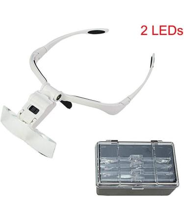 Lighted Headset Magnifying Glasses with 2Led Lights Head-Free Magnifier Loupe 5 Detachable Lenses Magnifying Glass - Buy Online on GoSupps.com