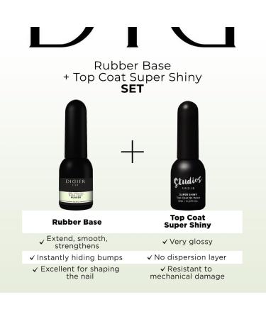 Didier Lab Rubber Base & Top Coat Gel Nail Polish Set - Clear Base Gel with No Wipe Top Coat - Long Lasting UV LED Polish for Strong Nails - Buy Online on GoSupps.com