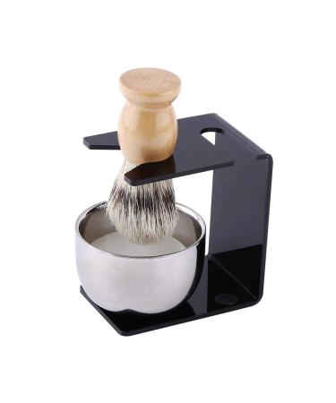 Premium 4-Piece Razor Set for Men | Black Razor Tool Stand Nylon Hair Brush Stainless Steel Bowl & Soap | International Shipping - Buy Online on GoSupps.com