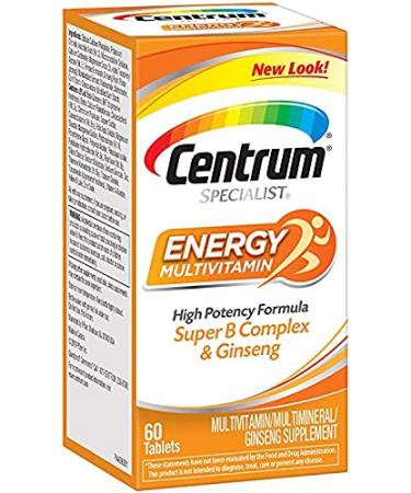 Centrum Energy & Vitality, Energy Supplement with CoQ10, Caffeine, Organic Botanical Blend of Maca Root, Pomegranate and Asian Ginseng 50 ct