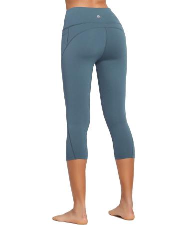 Baleaf Women's High Waisted Capri Leggings with Pockets - Steel Blue XL - Buy Online on GoSupps.com