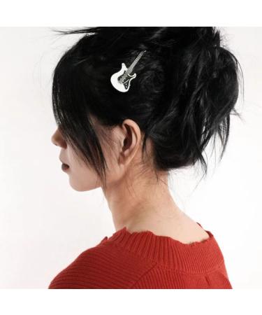 ZHOUMEIWENSP Retro Guitar Hairpin Set - 2PCS Metal Hair Clips for Punk Style Hairdos (White) - Buy Online on GoSupps.com
