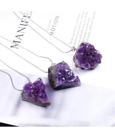 Real Natural Crystal Necklace Raw Amethyst Quartz Purple Crystal Cluster Pendant Stones Specimen Home Decoration Crafts ERDBGRZA - Buy Online on GoSupps.com