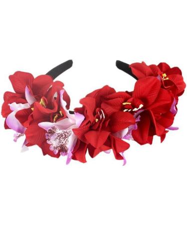 Upstore Mexican Flower Crown Headband Halloween Hairband Rose Flower Crown Headpiece Floral Hair Accessories for Carnival Cosplay Party Beach Vacaton Red - Buy Online on GoSupps.com