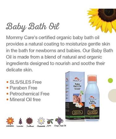 Mommy Care Organic Baby Bath Oil - Calming Hydrating Nourishing for Baby's Dry Skin - 6.76 oz - Buy Online on GoSupps.com