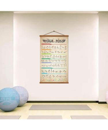 SAGUEYU Vintage Yoga Poses Poster with Frame - Full Body Workout Chart for Beginners - Yoga Lover Gift - 16 X 27 Canvas Print - Buy Online on GoSupps.com