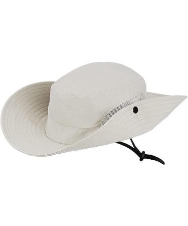 Women's UV Protection Wide Brim Sun Hat - Foldable Beach Bucket Hat with Ponytail Hole, Beige - Buy Online on GoSupps.com
