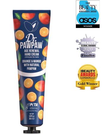 Dr. PAWPAW Age Renewal Hand Cream Orange & Mango 30ml - Multi-Purpose Cream PawPaw Hand Cream Vegan Hand Cream Natural Hand Cream Natural Beauty Vegan Beauty - Buy Online on GoSupps.com