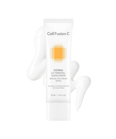 Cell Fusion C Derma UV Mineral Sunscreen SPF 50, Face Sunscreen for Sensitive Skin, Made with 19% of Zinc Oxide, Natural Finish, 50ml / 1.69 fl.oz